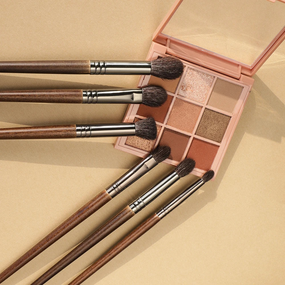 OVW Cosmetic 2/6 pcs Makeup Eye Shadow Brush Set Goat Hair Tool Ultra Soft Make Up Tapered Blender Diffuse Kit Cut Crease Brush
