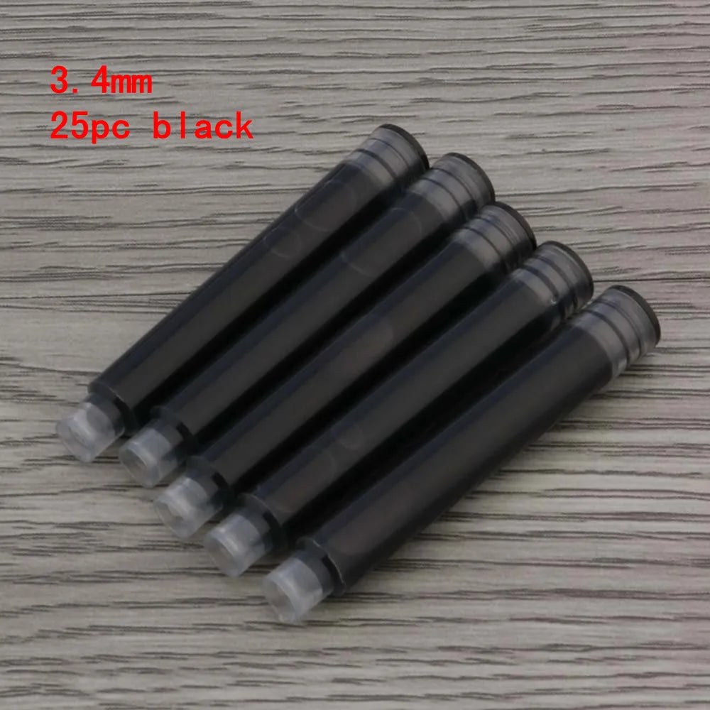 25pcs Universal Fountain Pen Ink Cartridges Pen ink Refill Color 2.6mm 3.4mm  Stationery Office School Supplies