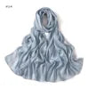 New High Quality Solid Color Soft Breathable Wide Stripe Hollow Satin Silk Scarf Muslim Women Shimmer Plain Head Scarf Hijab