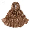 New High Quality Solid Color Soft Breathable Wide Stripe Hollow Satin Silk Scarf Muslim Women Shimmer Plain Head Scarf Hijab