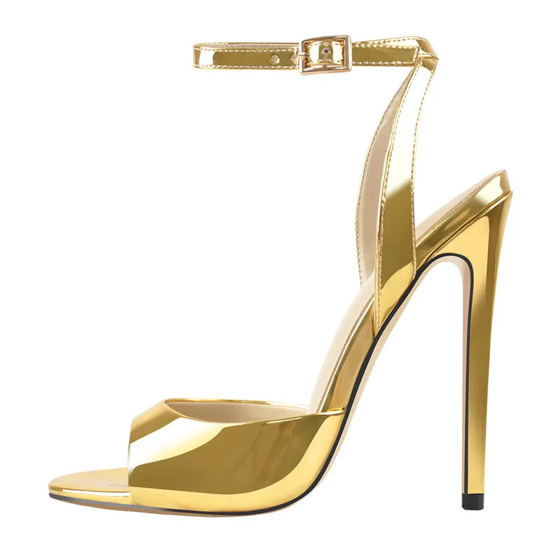Onlymaker Women  Peep Toe 12CM Thin High Heels Pumps Sandals Ladies Buckle Strap Open Toe Big Size Summer Stiletto Sandals