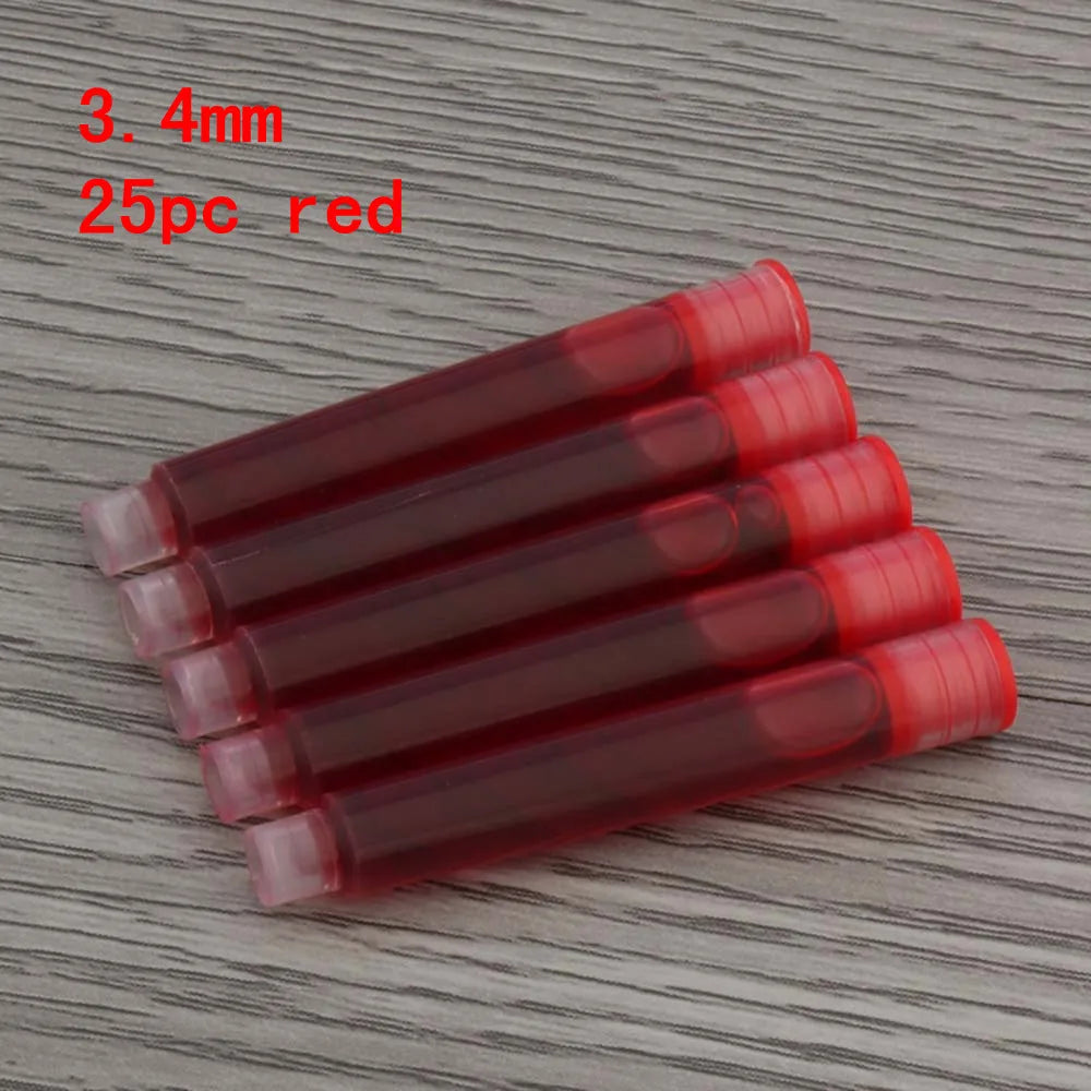 25pcs Universal Fountain Pen Ink Cartridges Pen ink Refill Color 2.6mm 3.4mm  Stationery Office School Supplies