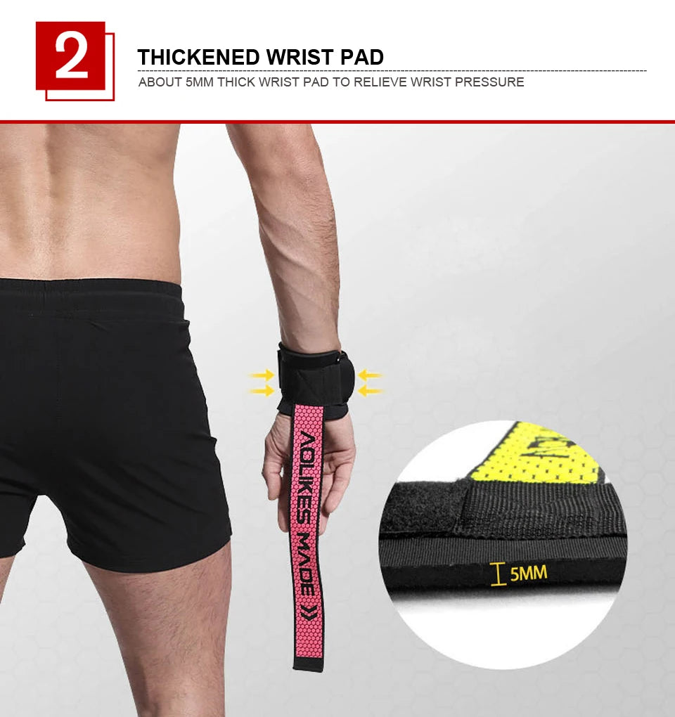 AOLIKES Weightlifting Wrist Straps Strength Training Adjustable Non-slip Gym Fitness Lifting Strap Wrist Support Grip Band