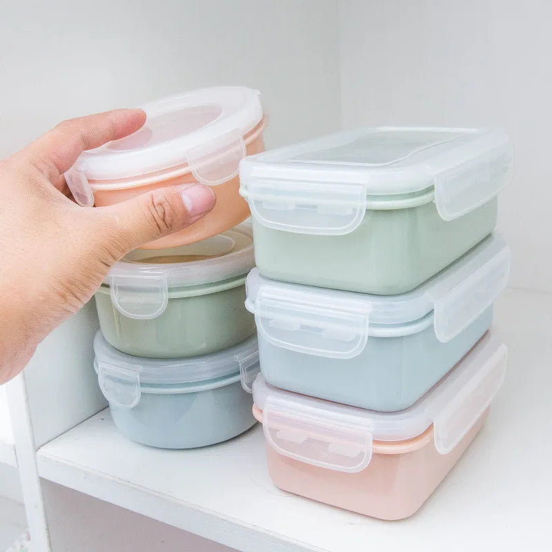 Plastic Lunch Box Bento Box Vegetables Fruit Salad Fresh-Keeping Bowl with Lid Seal Leak Proof Camping Picnic Food Storage Box