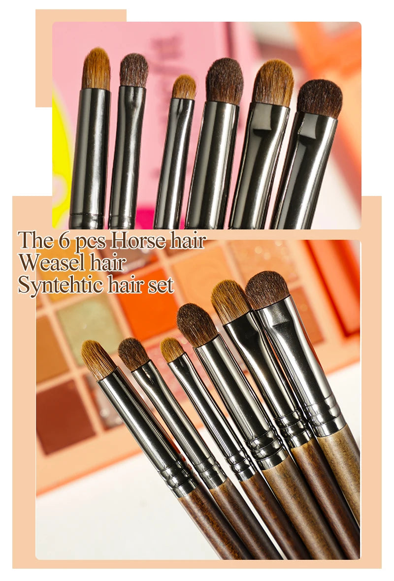 OVW Cosmetic 2/6 pcs Makeup Eye Shadow Brush Set Goat Hair Tool Ultra Soft Make Up Tapered Blender Diffuse Kit Cut Crease Brush