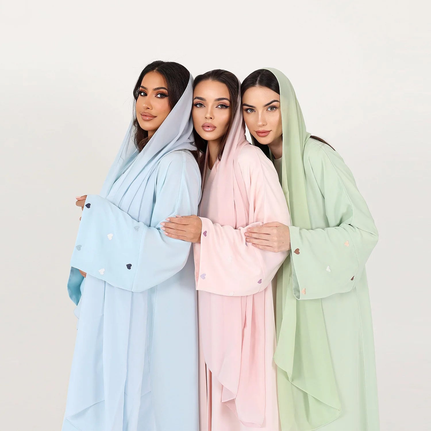 Elegant Modest Soft Color Abaya with Matching Hijab for Women Lightweight Flowing Muslim Maxi Dress