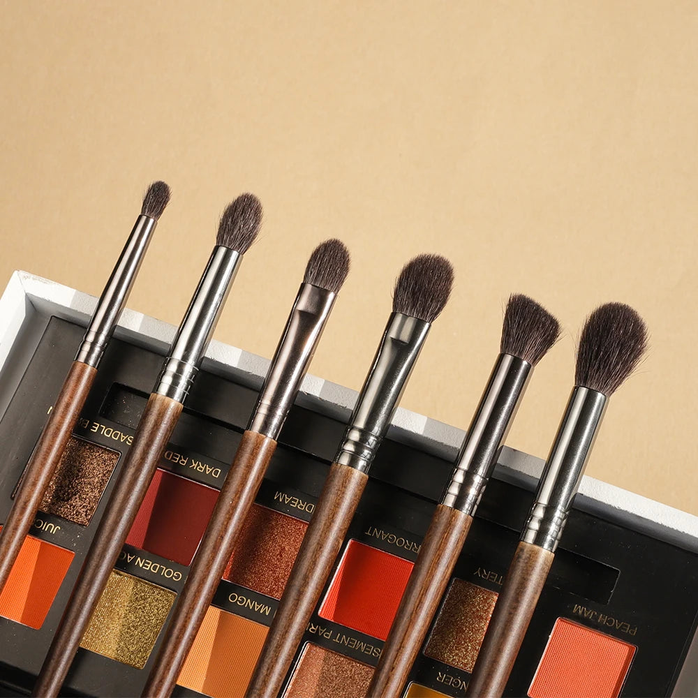 OVW Cosmetic 2/6 pcs Makeup Eye Shadow Brush Set Goat Hair Tool Ultra Soft Make Up Tapered Blender Diffuse Kit Cut Crease Brush