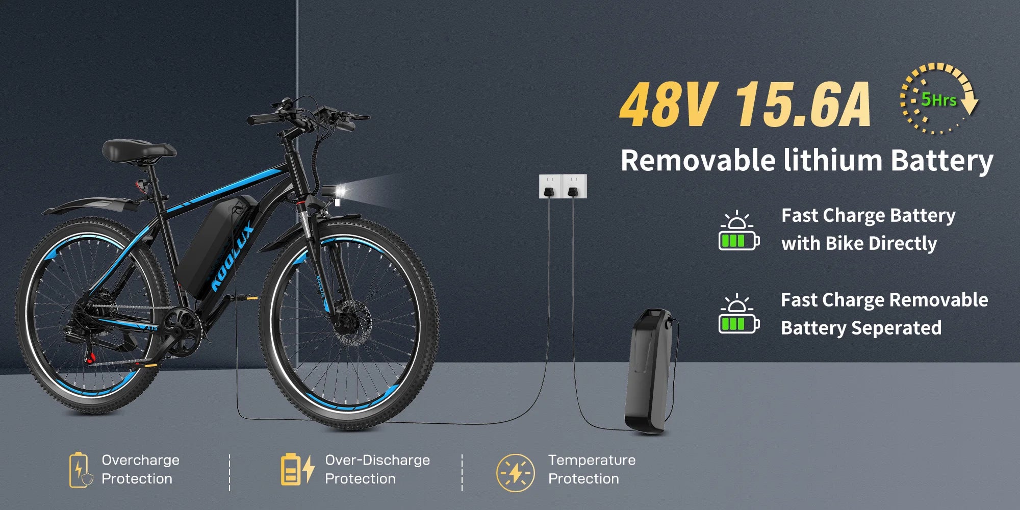 KOOLUX EU Warehouse X15 7-speed 250W for EU 15.6Ah Mountain Bike Display Screen With Powerful Lithium Battery Electric Bicycle