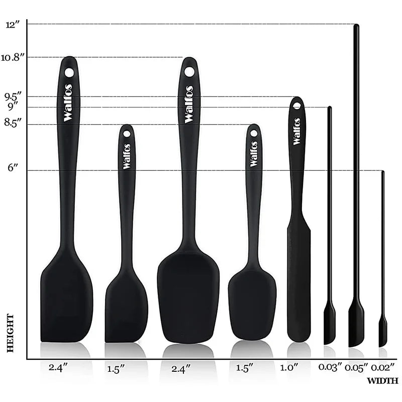 WALFOS Food Grade Non Stick Butter Cooking Silicone Spatula Set Heat Resistant Kitchen Silicone Scraper Spatulas & Mini Spatulas