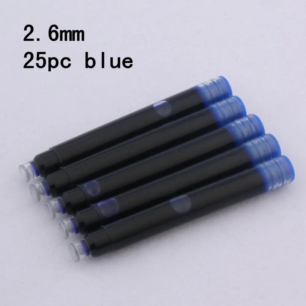 25pcs Universal Fountain Pen Ink Cartridges Pen ink Refill Color 2.6mm 3.4mm  Stationery Office School Supplies