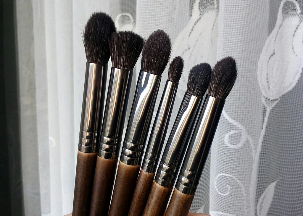 OVW Cosmetic 2/6 pcs Makeup Eye Shadow Brush Set Goat Hair Tool Ultra Soft Make Up Tapered Blender Diffuse Kit Cut Crease Brush