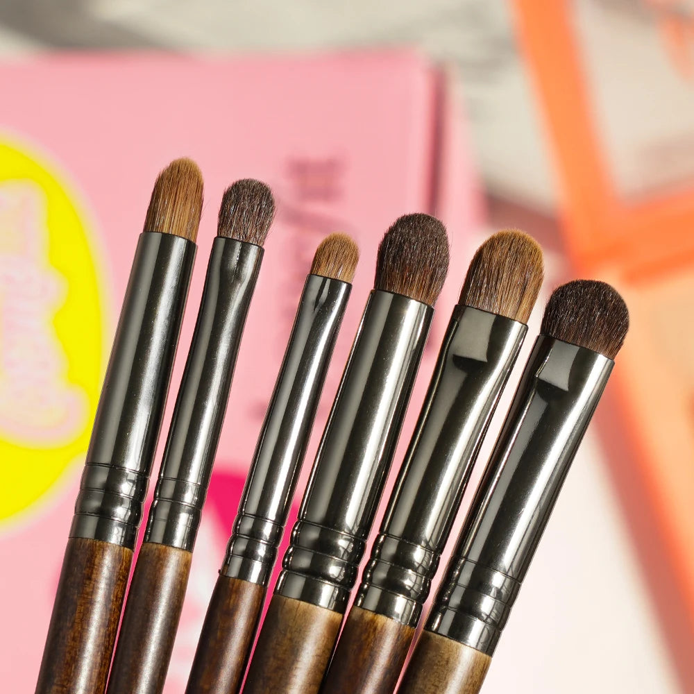 OVW Cosmetic 2/6 pcs Makeup Eye Shadow Brush Set Goat Hair Tool Ultra Soft Make Up Tapered Blender Diffuse Kit Cut Crease Brush