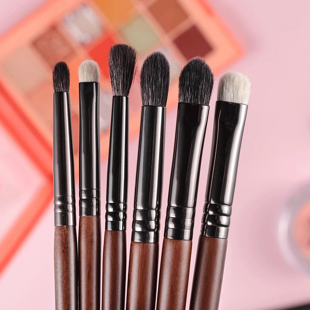OVW Cosmetic 2/6 pcs Makeup Eye Shadow Brush Set Goat Hair Tool Ultra Soft Make Up Tapered Blender Diffuse Kit Cut Crease Brush