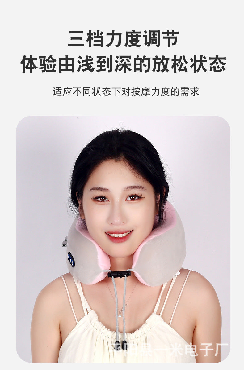 Household Massage U-shaped Pillow Memory Foam Portable Car Travel Electric Neck Cervical Massager U-shaped Massage Pillow
