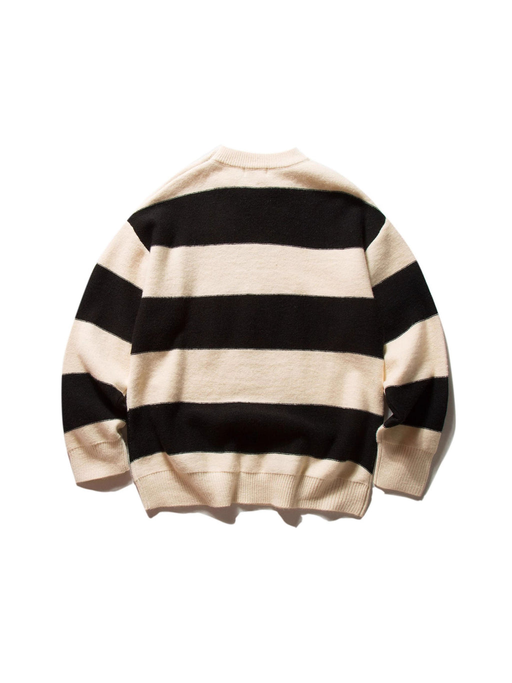 Mr. Song's Cross-Border Japanese Style Trendy Thick Striped Pullover Crew Neck Sweater Retro Color-Blocking Couple Knitwear for Men and Women