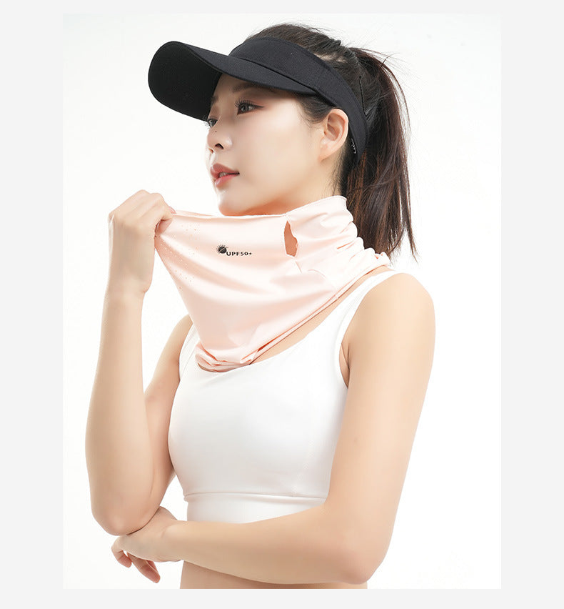 Summer New Breathable Ice Silk Sunscreen Mask Cycling Sunshade Anti-Uv Face Kini Neck Integrated Sunscreen Mask