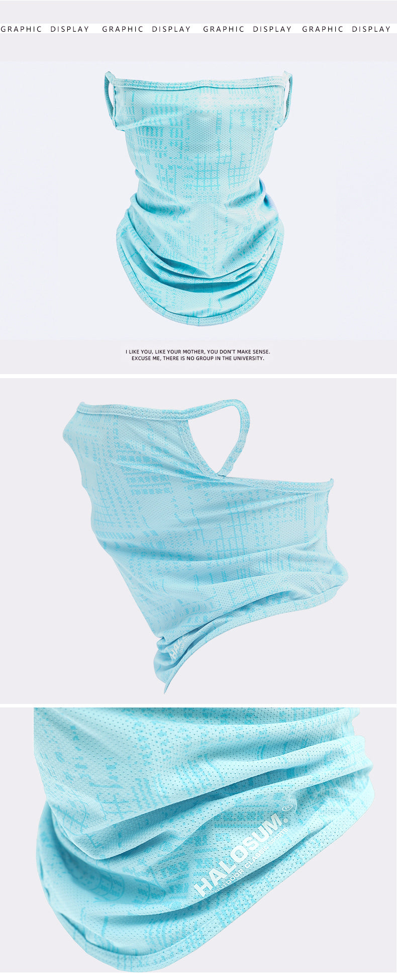 Thin Breathable Ear Hanging Real Ice Silk Face Towel Outdoor Quick-drying Face Mask Sunscreen Summer Mask Letter Turtleneck Scarf