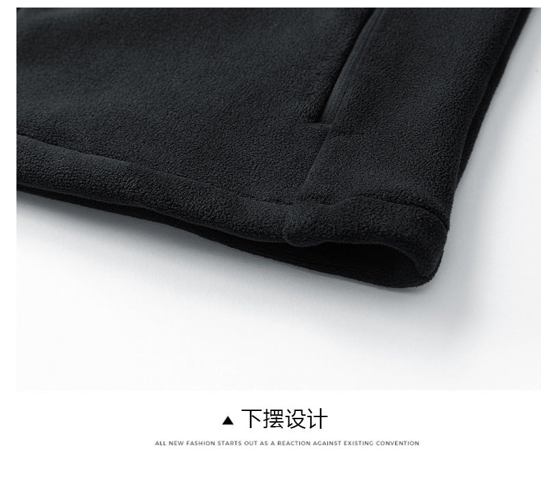 Autumn and Winter New Polar Fleece Jacket Men's Fleece-Lined Thickeneded Warm Youth Stand-Up Collar Fleece Sports Casual Jacket