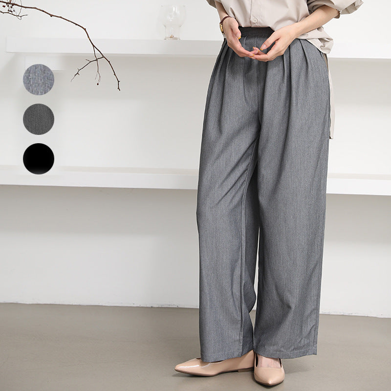 Cross-Border Japanese and Korean Autumn Women's Clothing 3-Color Casual Pants with a High-End Feel, Loose and Simple Casual Versatile Straight-Leg Trousers