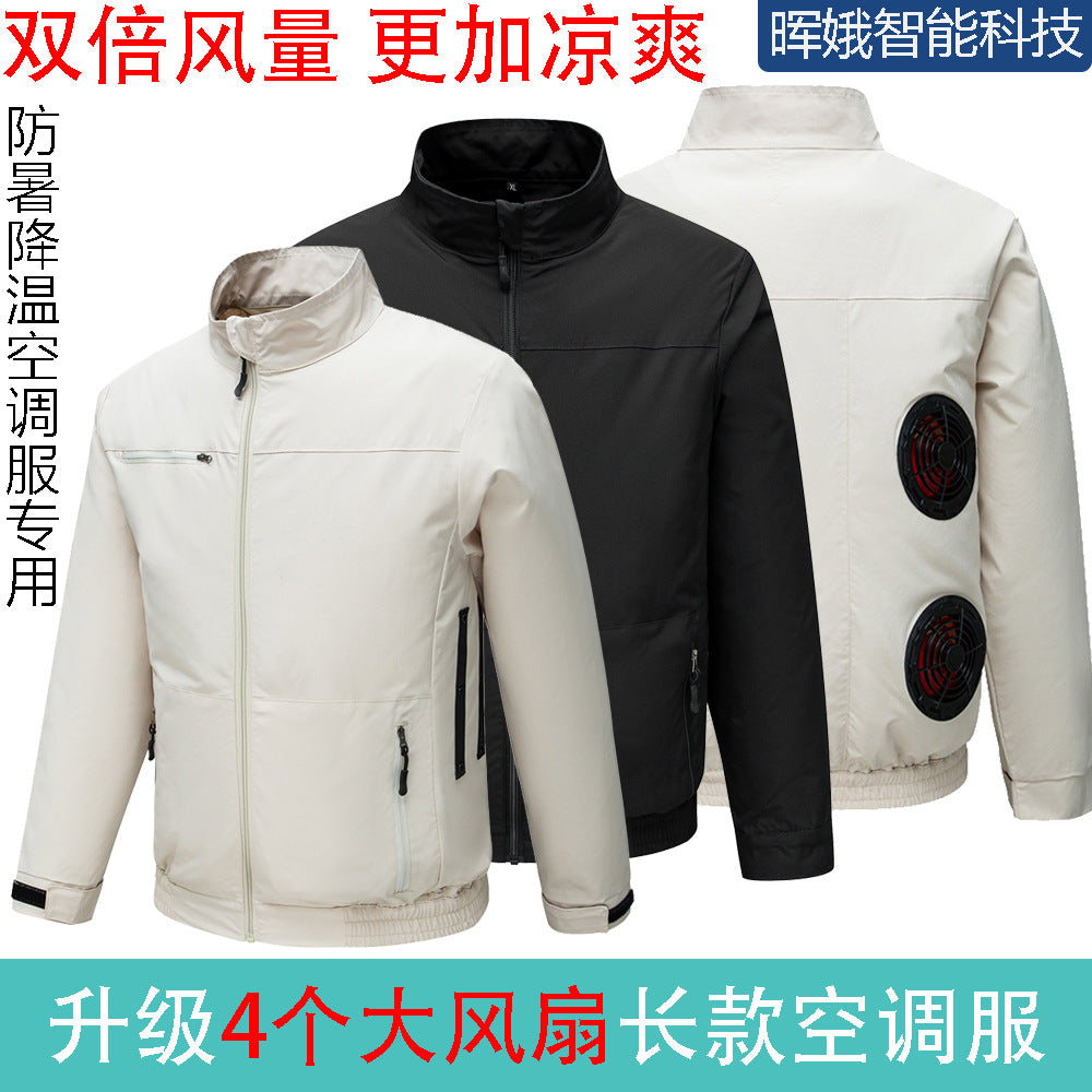 Cross-Border New Smart Air-Conditioned Clothing Porous Fan Stand Collar Workwear Outdoor Work Uniform Labor Protection Duty Fan Clothing