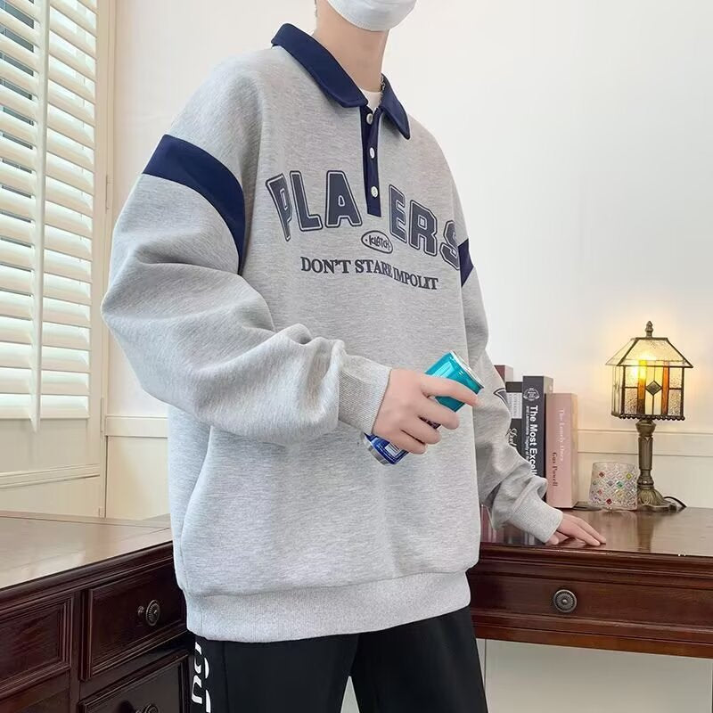 Trendy and Stylish Thin Sweatshirt with an Artistic and Simple Harajuku Japanese Style, Versatile New Popular Lazy Style
