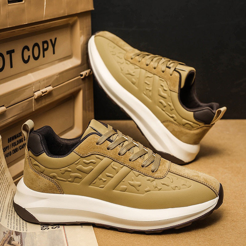 Men's Shoes Cross-Border New Leather Trendy Shoes Men's Fashion Casual Outdoor Running Shoes Men's Sports Shoes Dad Shoes