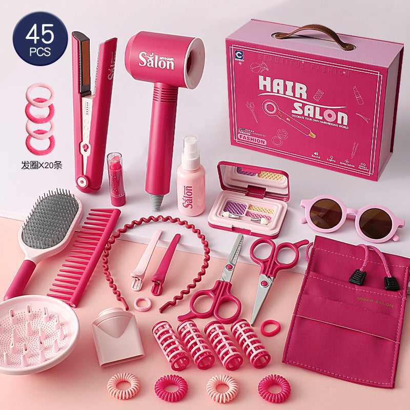 Children's Barber Toy Set Play House Girls Birthday Gift Hair Salon Dressing Toy