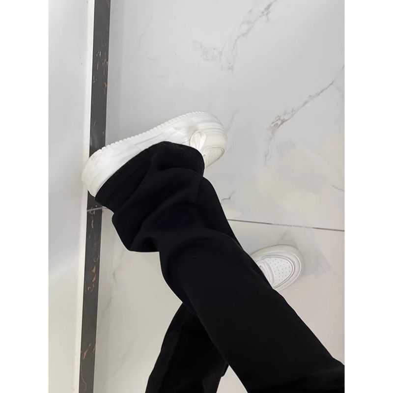 American High Street Black Bootcut Jeans for Women in Autumn and Winter New Style Mid-Waist Tight Slimming Versatile Straight Leg Flared Pants