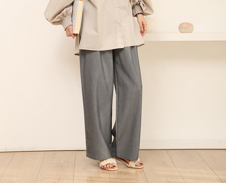 Cross-Border Japanese and Korean Autumn Women's Clothing 3-Color Casual Pants with a High-End Feel, Loose and Simple Casual Versatile Straight-Leg Trousers