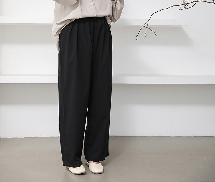 Cross-Border Japanese and Korean Autumn Women's Clothing 3-Color Casual Pants with a High-End Feel, Loose and Simple Casual Versatile Straight-Leg Trousers