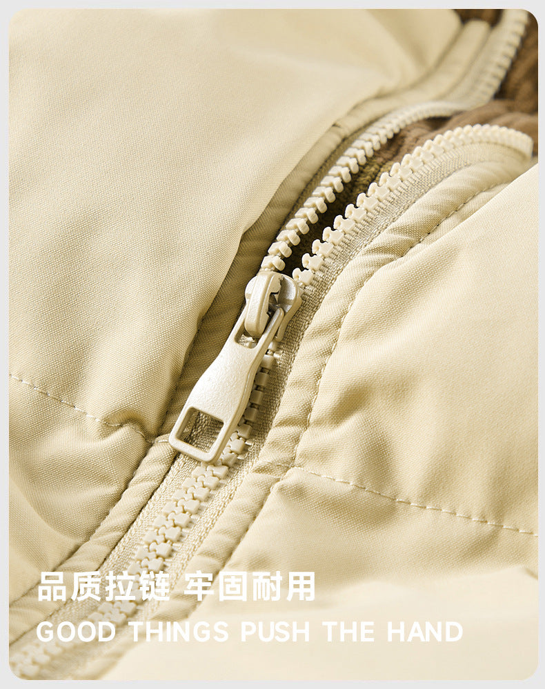 Popular European Size Cross-Border Hooded Cotton Jacket for Men and Women in Winter, Windproof and Velvet Thickened Cotton Jacket for Couples, Thickened High-Quality Cotton
