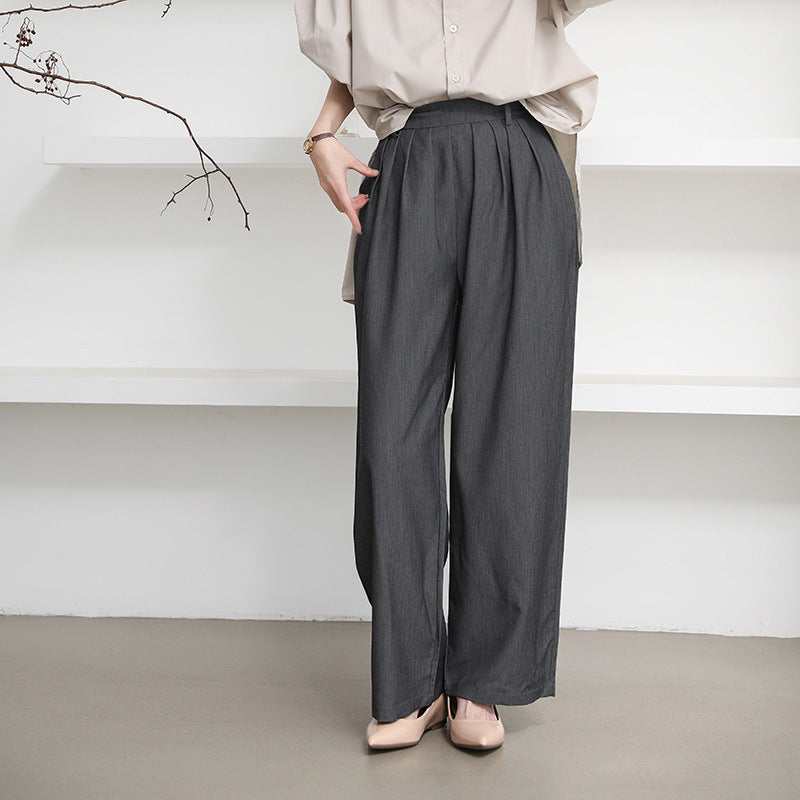 Cross-Border Japanese and Korean Autumn Women's Clothing 3-Color Casual Pants with a High-End Feel, Loose and Simple Casual Versatile Straight-Leg Trousers