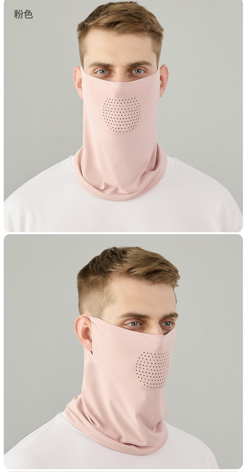 Summer Riding Sunscreen Mask Outdoor Sports Thin Breathable Ice Silk Scarf Ear Hanging Neck Cover Breathable Quick-drying Face Towel
