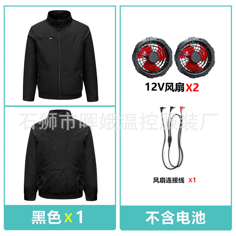Cross-Border New Smart Air-Conditioned Clothing Porous Fan Stand Collar Workwear Outdoor Work Uniform Labor Protection Duty Fan Clothing