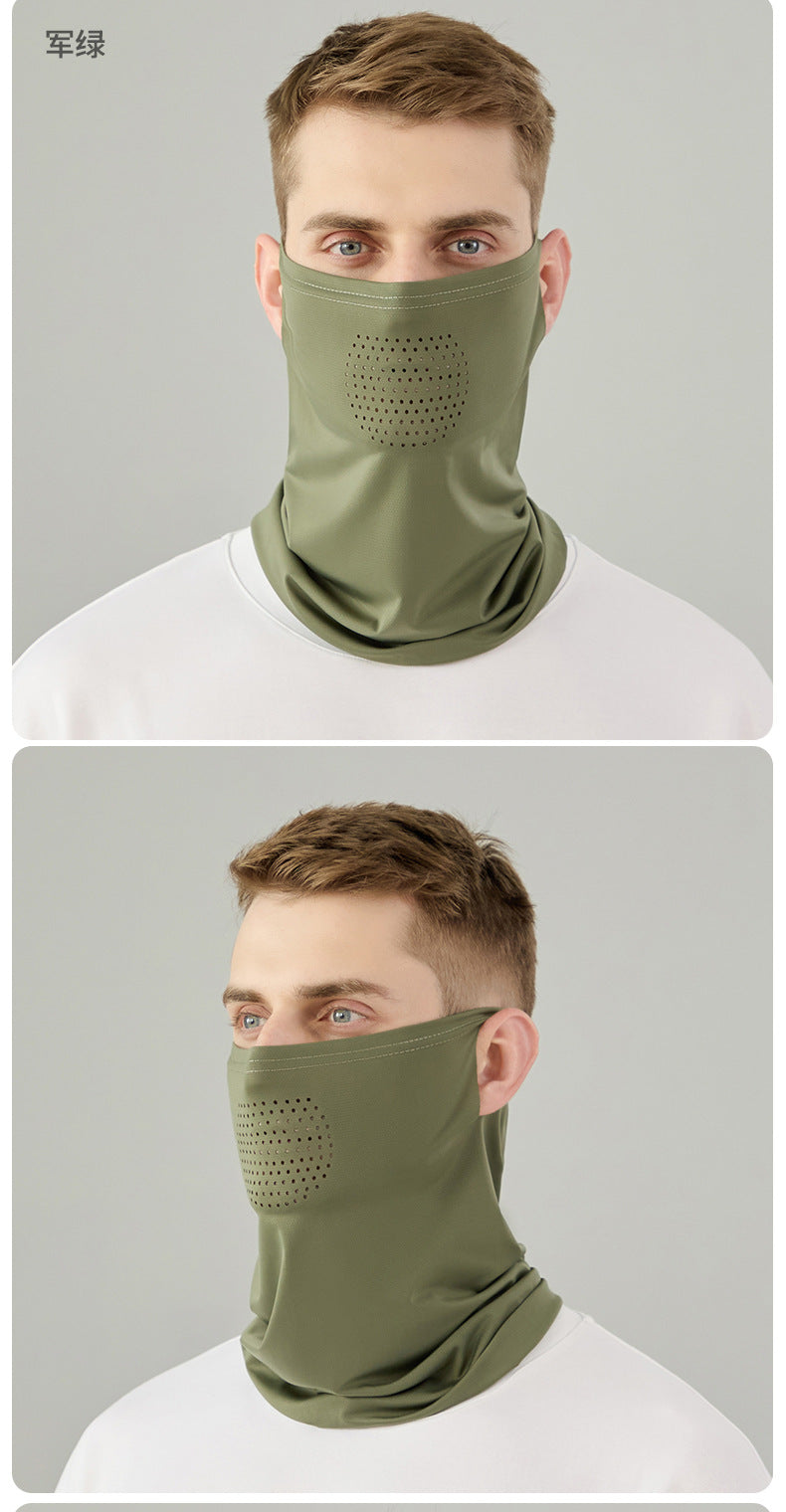 Summer Riding Sunscreen Mask Outdoor Sports Thin Breathable Ice Silk Scarf Ear Hanging Neck Cover Breathable Quick-drying Face Towel