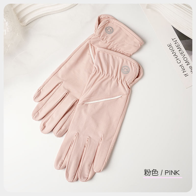 Sun Protection Gloves for Women in Summer Outdoor Sports Cycling Cool Thin Non-Slip Finger Leakage Ice Silk Gloves Anti-Uv F4
