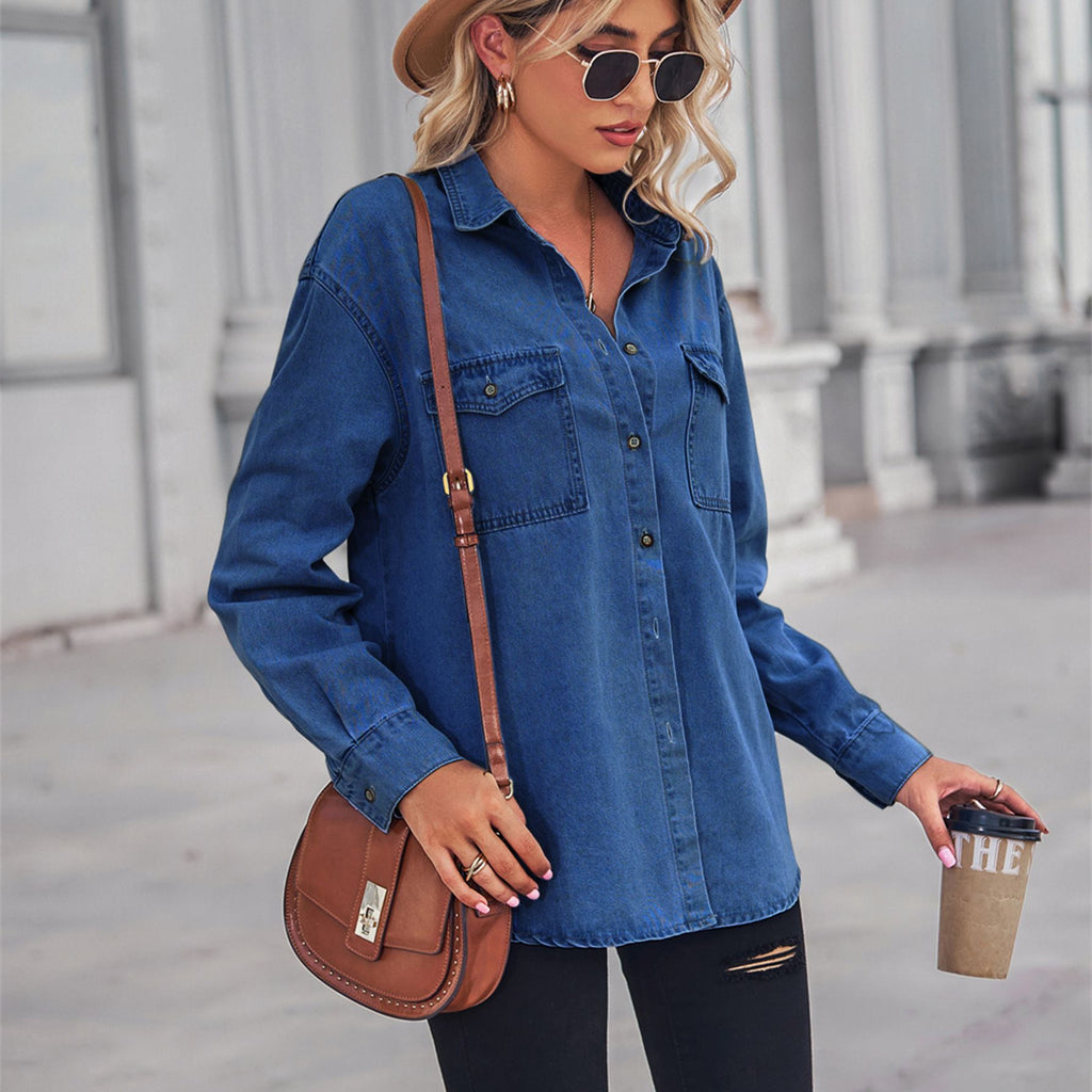 European and American Large Size Denim Shirt Jacket for Women Spring, Autumn and Winter New Design Niche Tops Loose Layered Shirts