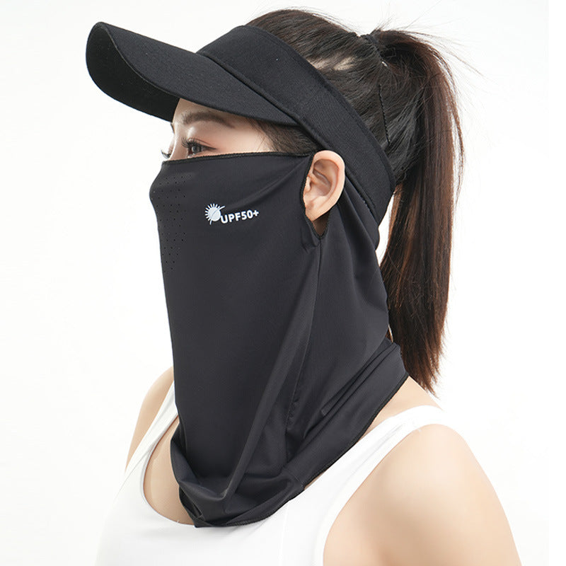 Summer New Breathable Ice Silk Sunscreen Mask Cycling Sunshade Anti-Uv Face Kini Neck Integrated Sunscreen Mask