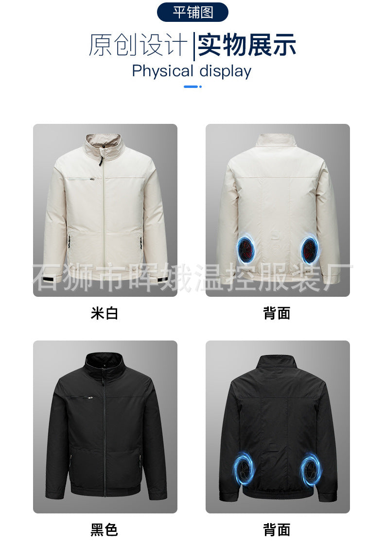Cross-Border New Smart Air-Conditioned Clothing Porous Fan Stand Collar Workwear Outdoor Work Uniform Labor Protection Duty Fan Clothing