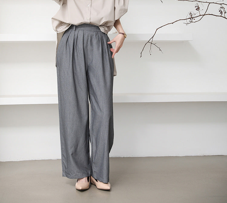Cross-Border Japanese and Korean Autumn Women's Clothing 3-Color Casual Pants with a High-End Feel, Loose and Simple Casual Versatile Straight-Leg Trousers