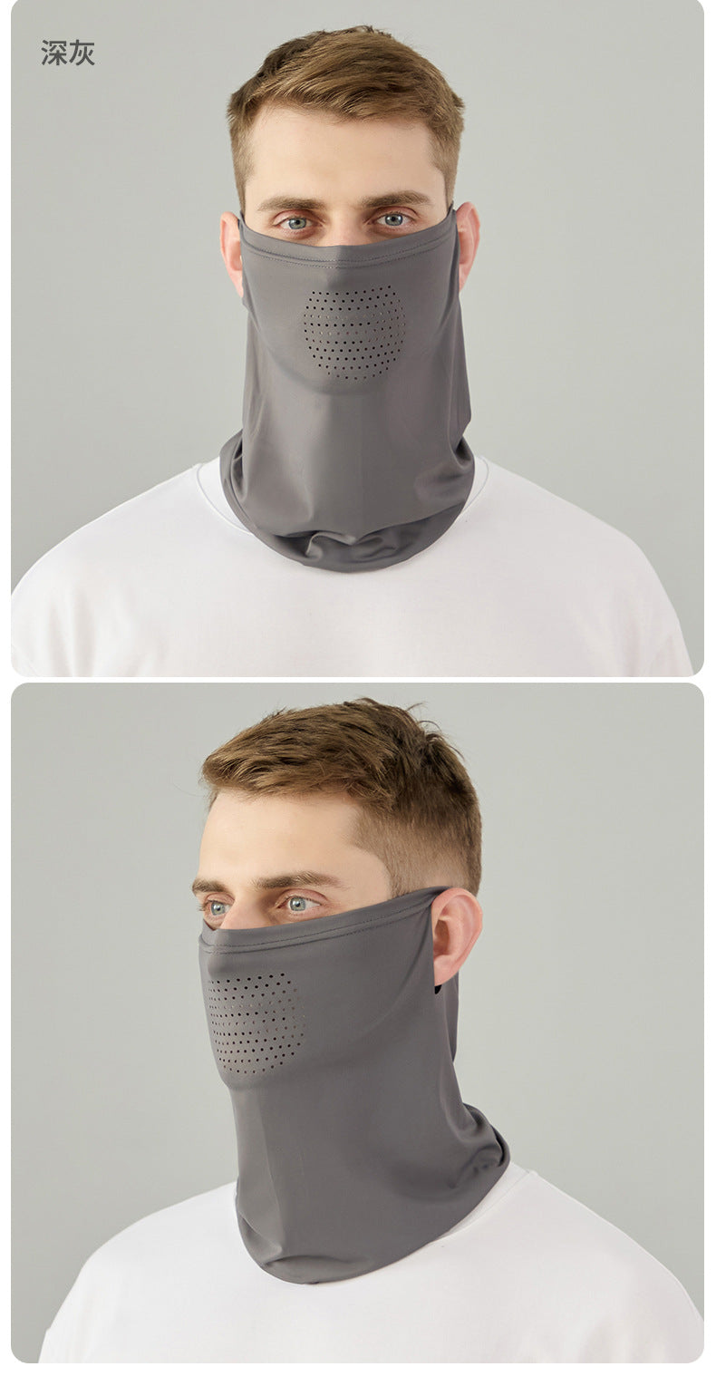 Summer Riding Sunscreen Mask Outdoor Sports Thin Breathable Ice Silk Scarf Ear Hanging Neck Cover Breathable Quick-drying Face Towel