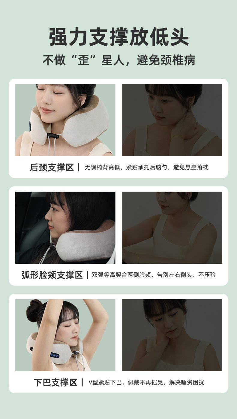 Multifunctional U-Shaped Pillow Memory Foam Portable Car Travel Electric Neck Cervical Spine Massager U-Shaped Massage Pillow