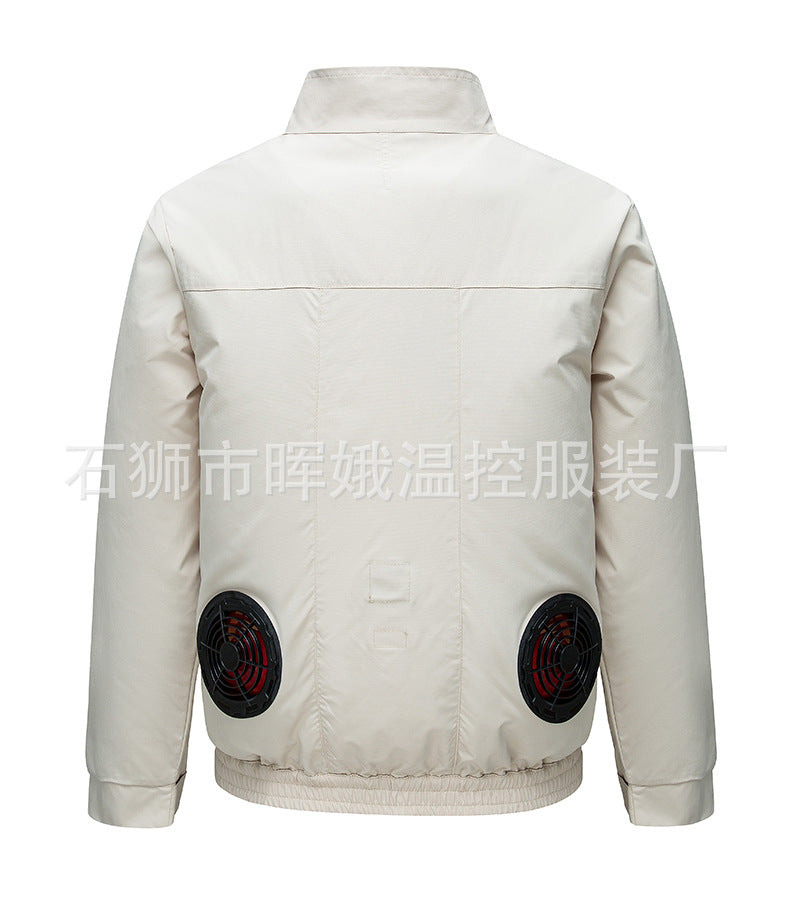 Cross-Border New Smart Air-Conditioned Clothing Porous Fan Stand Collar Workwear Outdoor Work Uniform Labor Protection Duty Fan Clothing