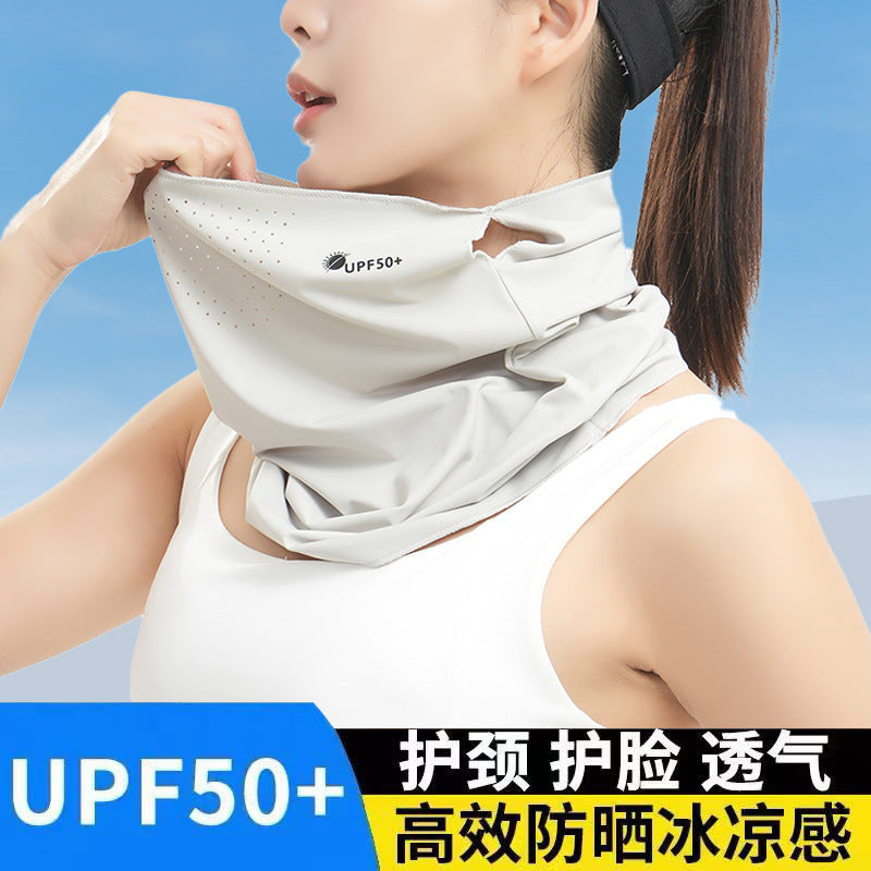 Summer New Breathable Ice Silk Sunscreen Mask Cycling Sunshade Anti-Uv Face Kini Neck Integrated Sunscreen Mask