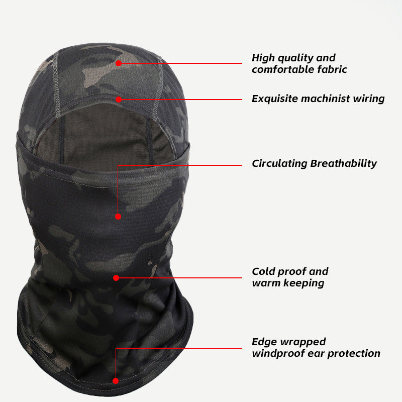 Camouflage Hood, Outdoor Cycling Mask, Breathable, Quick-Drying Neck Scarf, Sun Protection, Face Covering, Windproof Helmet Liner, Cross-Border