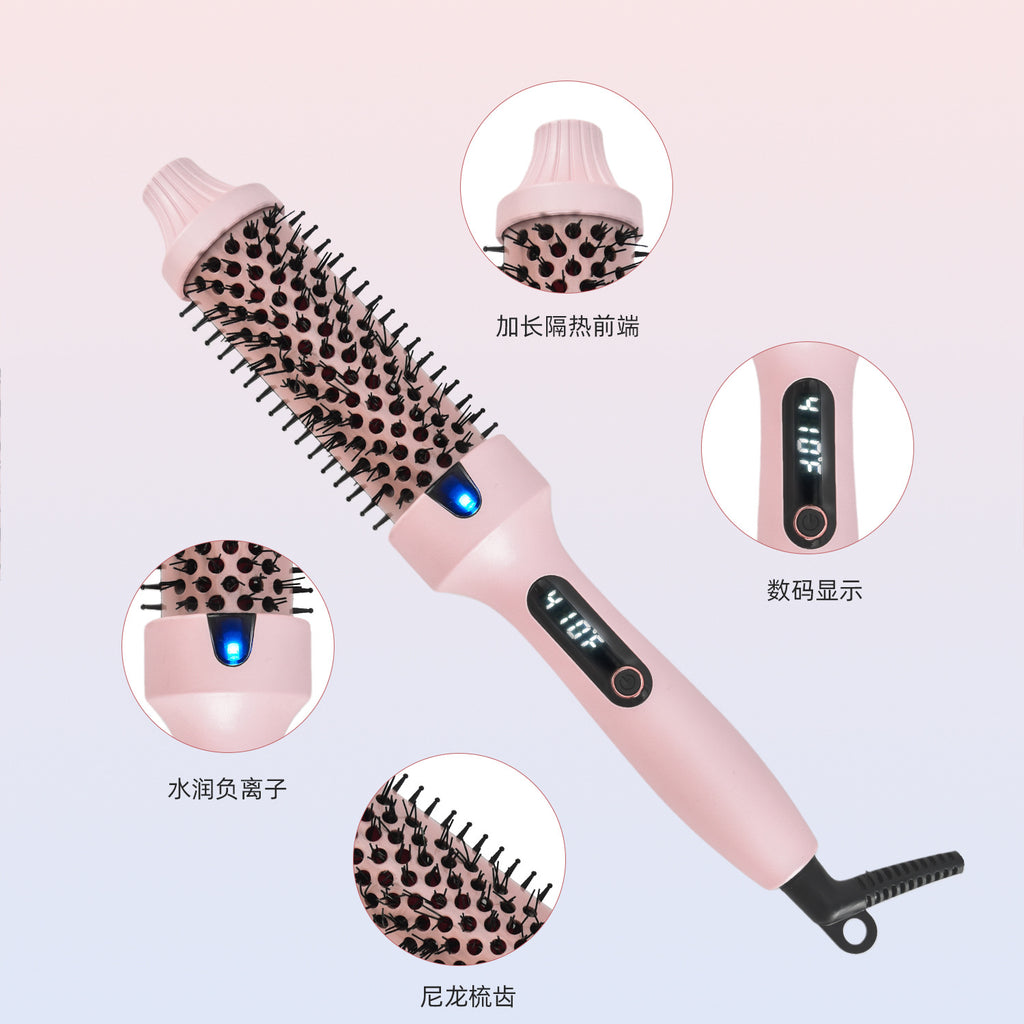 Cross-Border Fluffy Comb Curling Wand 38mm Electric Heating Curling Straightening Comb Multi-Functional Two-In-One Hair Straightener and Curling Iron Dual-Purpose