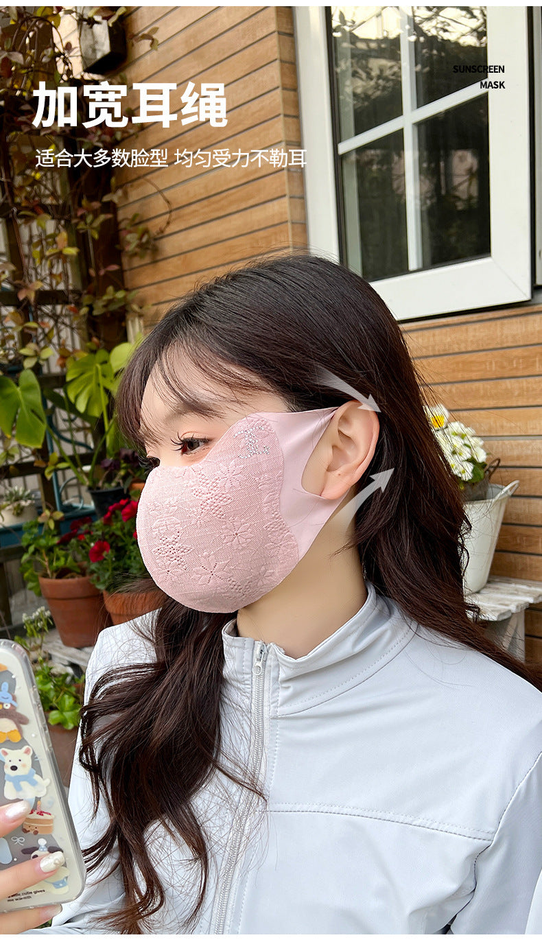 Summer Lace Sunscreen Mask Anti-ultraviolet Ice Silk Stereo Thin Mask High-value Eye-protecting Corner Breathable Sunshade