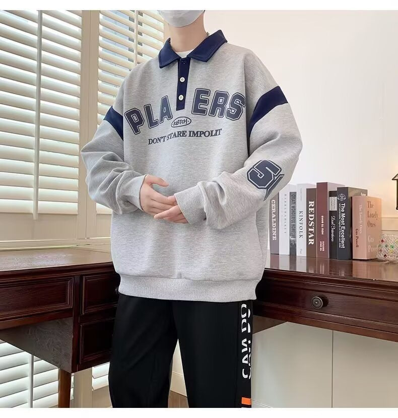 Trendy and Stylish Thin Sweatshirt with an Artistic and Simple Harajuku Japanese Style, Versatile New Popular Lazy Style