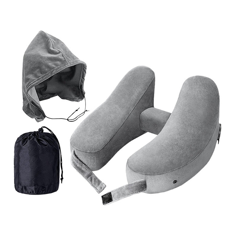 Outdoor Camping In-Stock H-Shaped Inflatable Travel Pillow, Travel Inflatable Neck Pillow, Neck Support Pillow, Portable Pillow for Airplane and High-Speed Rail