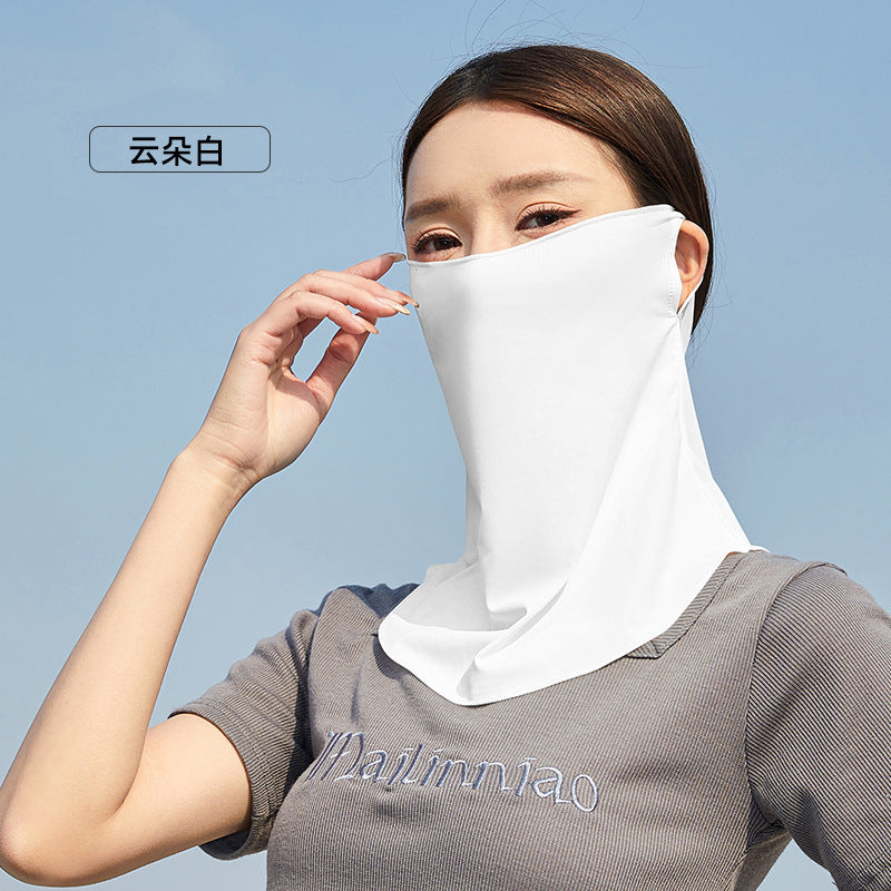 Summer New Breathable Ice Silk Sunscreen Mask Cycling Sunshade Anti-Uv Face Kini Neck Integrated Sunscreen Mask